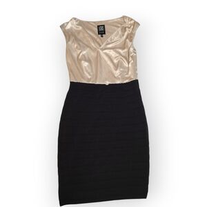 Jax Satin Cream and Black Midi Dress